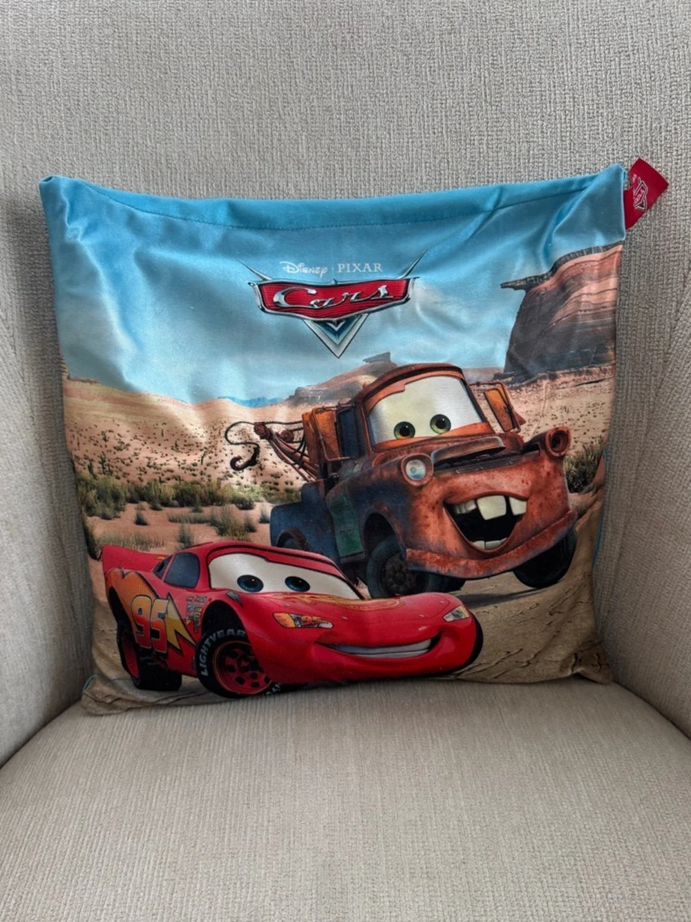 Vintage 2006 Disney Pixar Cars pillow decor Lightning McQueen Mater squishy
